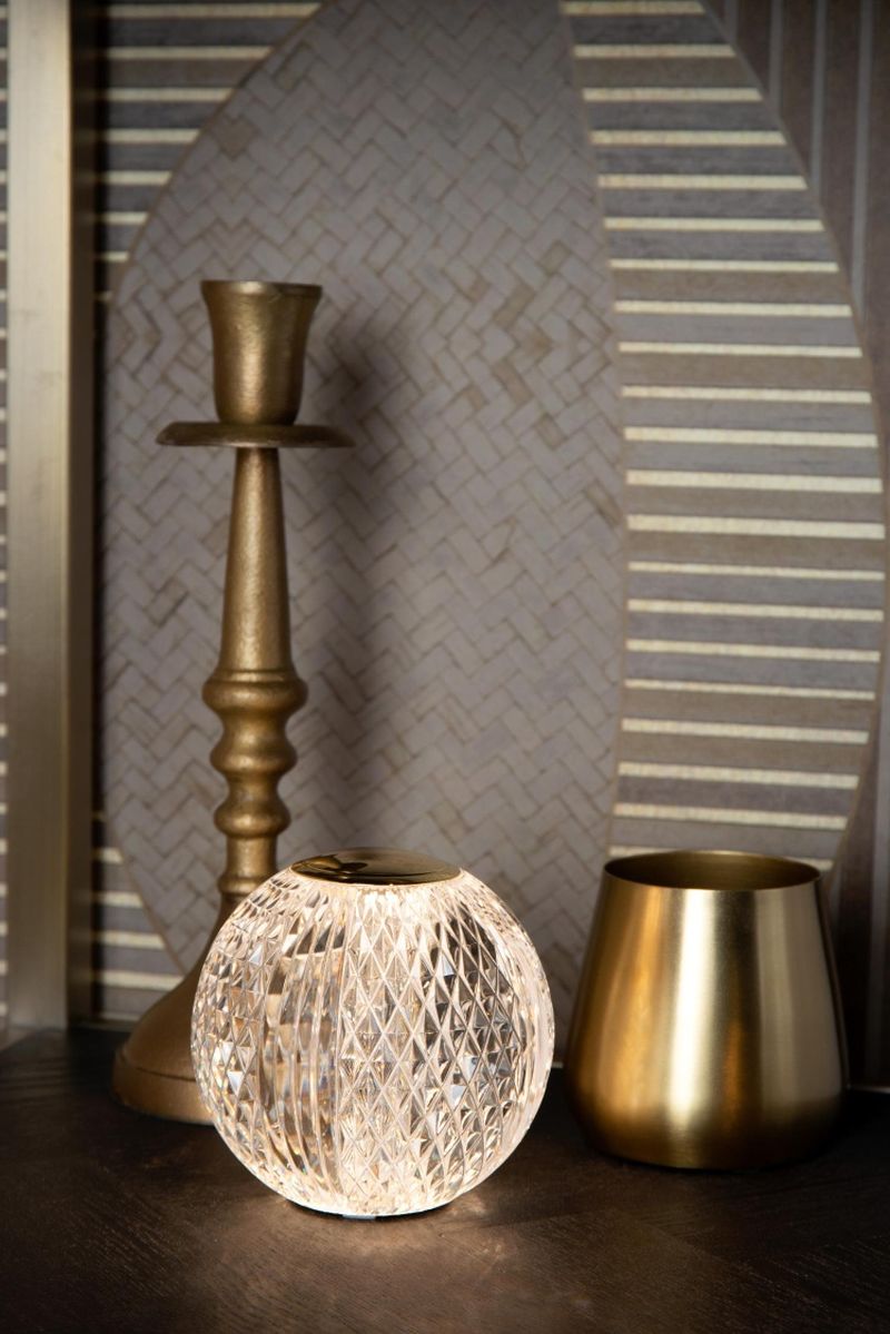 Lucide CINTRA - Nabíjacia Stolná lampa - Batéria - Ø 9 cm - LED Rozm. - 1x1,5W 2700K - 3 StepDim - Transparent